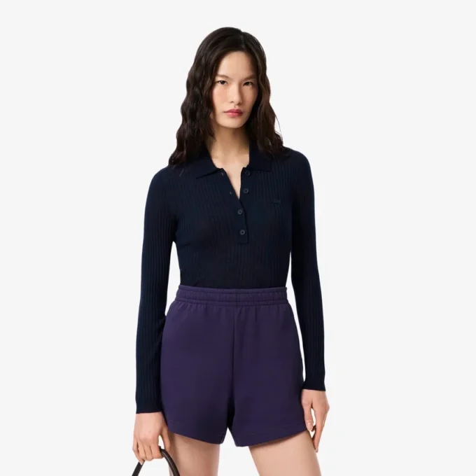 Damen-Pullover aus Wolljersey mit Poloshirt-Kragen Damen-Pullover aus Wolljersey mit Poloshirt-Kragen