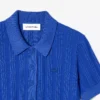 Damen-Pullover mit geripptem Strick und Poloshirt-Kragen Damen-Pullover mit geripptem Strick und Poloshirt-Kragen