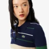 Damen-Pullover mit gestreiftem Poloshirt-Kragen, hergestellt in Frankreich Damen-Pullover mit gestreiftem Poloshirt-Kragen, hergestellt in Frankreich