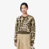 Damen-Pullover mit Rundhalsausschnitt und Grafikprint aus Wolle Damen-Pullover mit Rundhalsausschnitt und Grafikprint aus Wolle