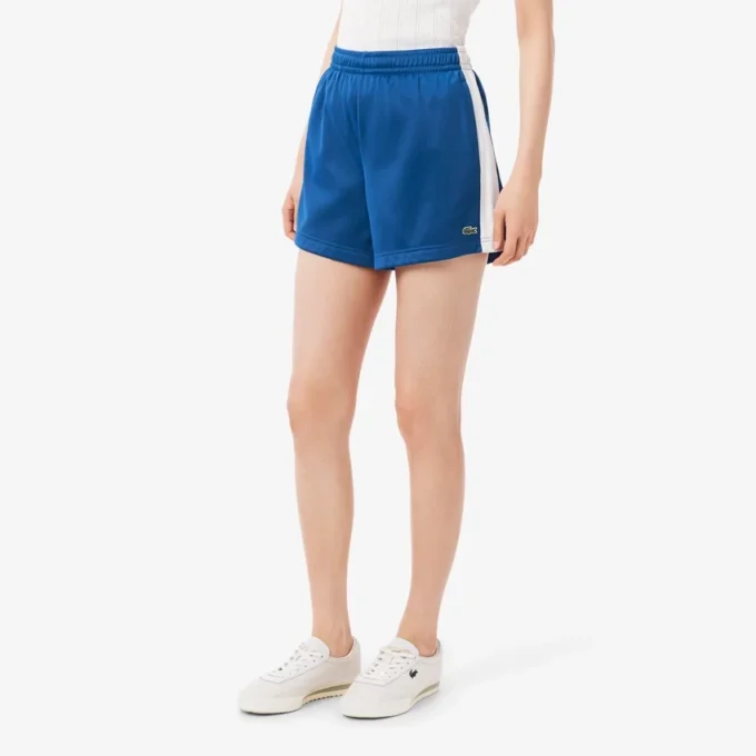 Damen-Shorts aus Satin-Jersey mit Pointelle-Streifen Damen-Shorts aus Satin-Jersey mit Pointelle-Streifen