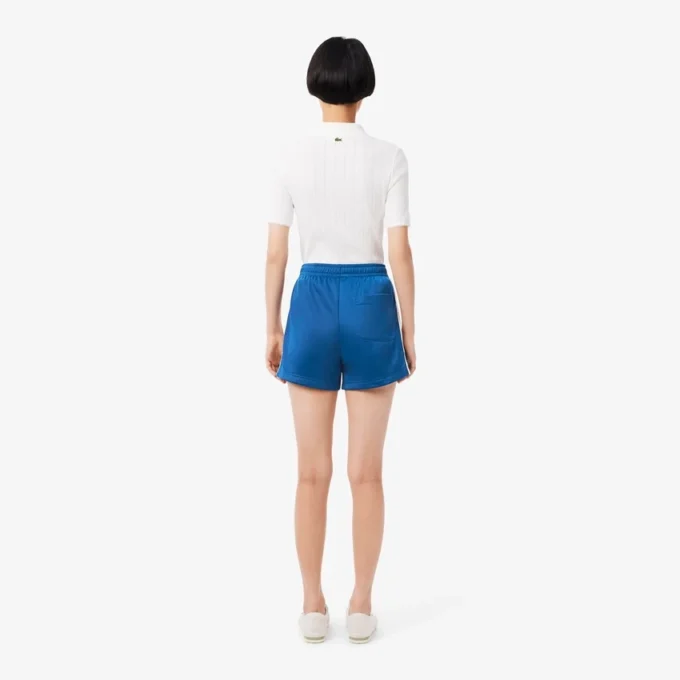 Damen-Shorts aus Satin-Jersey mit Pointelle-Streifen Damen-Shorts aus Satin-Jersey mit Pointelle-Streifen