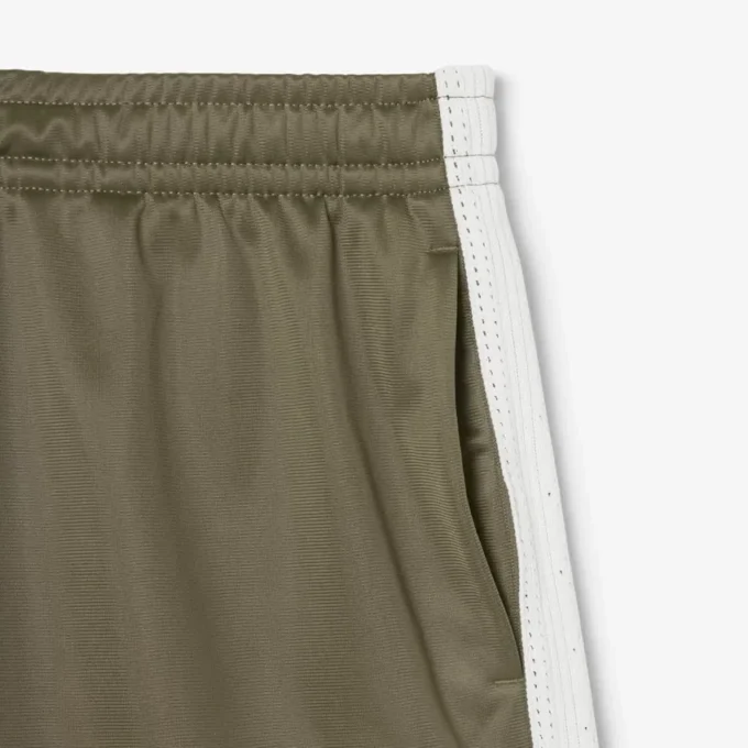 Damen-Shorts aus Satin-Jersey mit Pointelle-Streifen Damen-Shorts aus Satin-Jersey mit Pointelle-Streifen