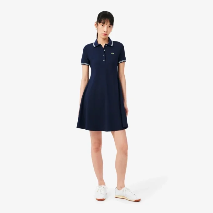 Damen-Skaterkleid mit Stretch-Poloshirt-Kragen Damen-Skaterkleid mit Stretch-Poloshirt-Kragen