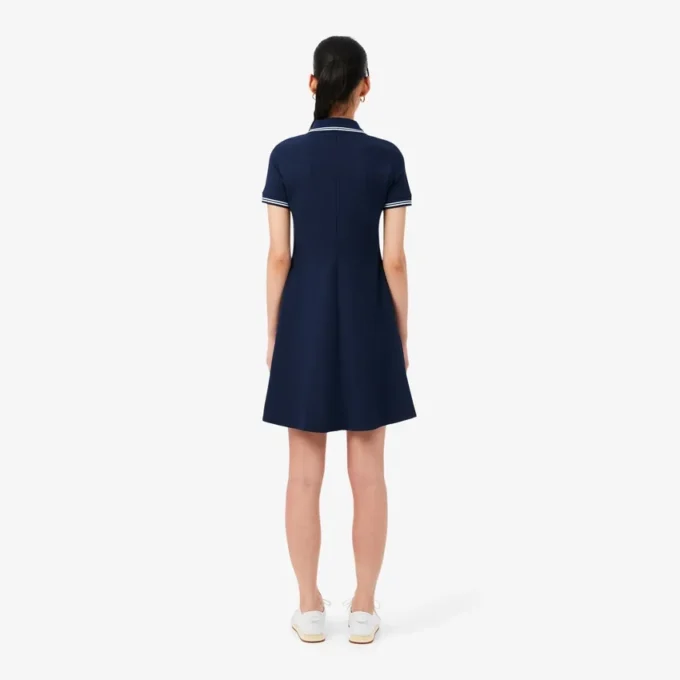 Damen-Skaterkleid mit Stretch-Poloshirt-Kragen Damen-Skaterkleid mit Stretch-Poloshirt-Kragen