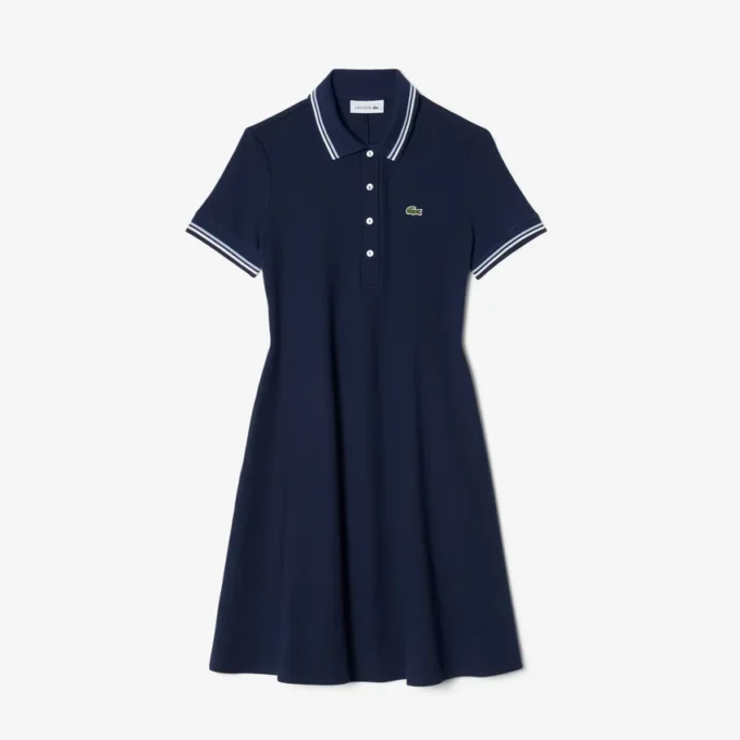 Damen-Skaterkleid mit Stretch-Poloshirt-Kragen Damen-Skaterkleid mit Stretch-Poloshirt-Kragen