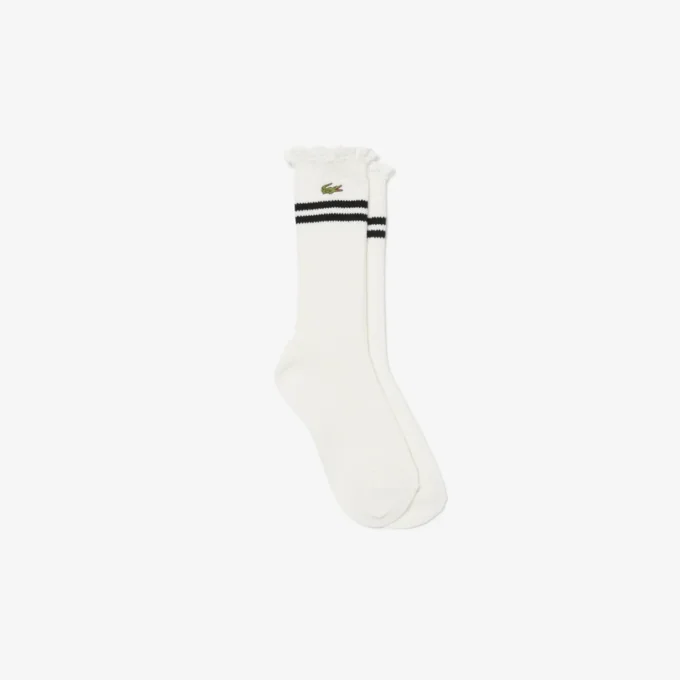 Damen-Socken mit Spitzenrand und Rippmuster Damen-Socken mit Spitzenrand und Rippmuster
