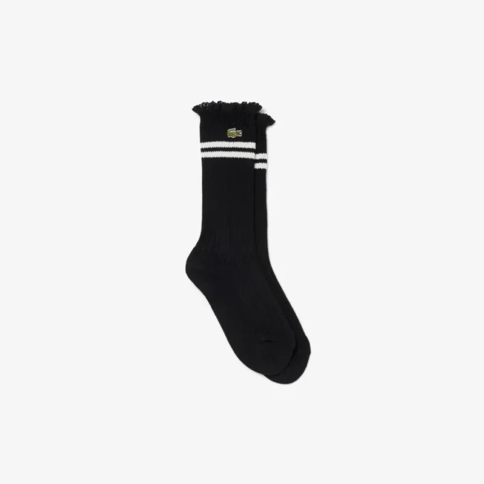 Damen-Socken mit Spitzenrand und Rippmuster Damen-Socken mit Spitzenrand und Rippmuster