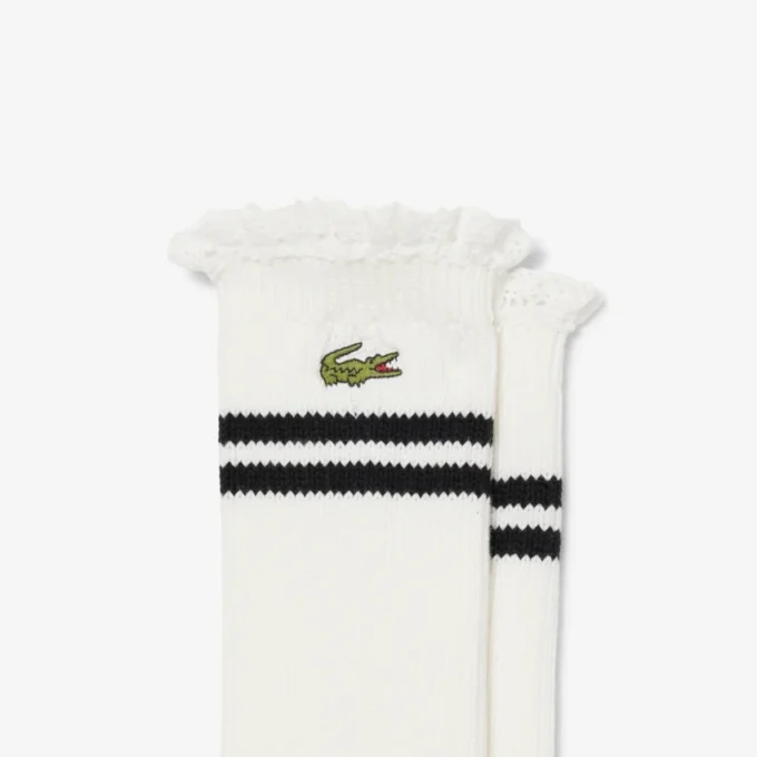 Damen-Socken mit Spitzenrand und Rippmuster Damen-Socken mit Spitzenrand und Rippmuster