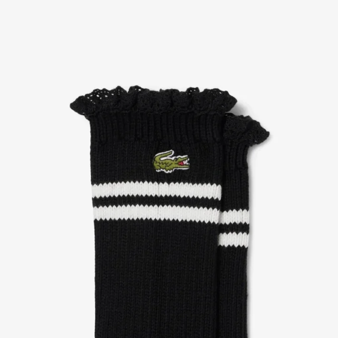 Damen-Socken mit Spitzenrand und Rippmuster Damen-Socken mit Spitzenrand und Rippmuster