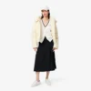 Damen-Strickjacke aus Baumwolle mit V-Ausschnitt und Moosmaschenmuster Damen-Strickjacke aus Baumwolle mit V-Ausschnitt und Moosmaschenmuster