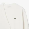 Damen-Strickjacke aus Baumwolle mit V-Ausschnitt und Moosmaschenmuster Damen-Strickjacke aus Baumwolle mit V-Ausschnitt und Moosmaschenmuster