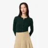 Damen-Strickjacke aus Merinowolle mit Rippstrick Damen-Strickjacke aus Merinowolle mit Rippstrick