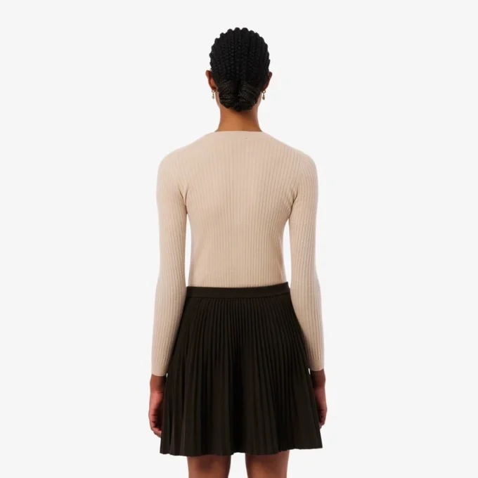 Damen-Strickjacke aus Merinowolle mit Rippstrick Damen-Strickjacke aus Merinowolle mit Rippstrick