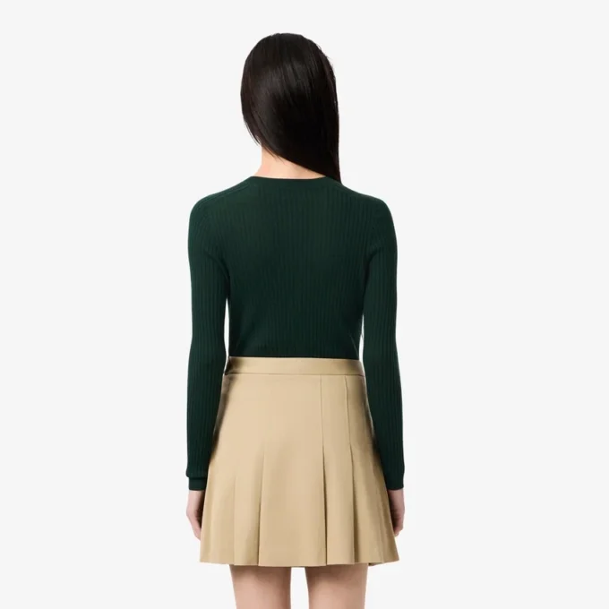 Damen-Strickjacke aus Merinowolle mit Rippstrick Damen-Strickjacke aus Merinowolle mit Rippstrick