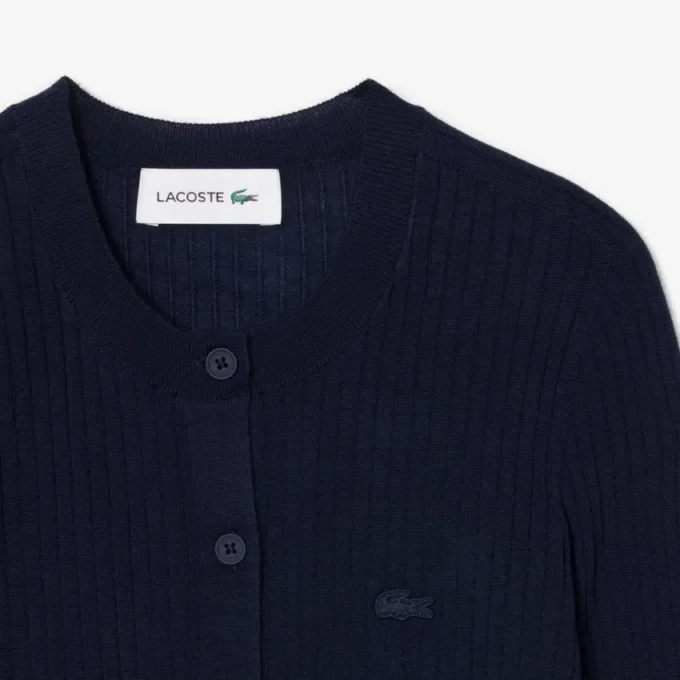 Damen-Strickjacke aus Merinowolle mit Rippstrick
