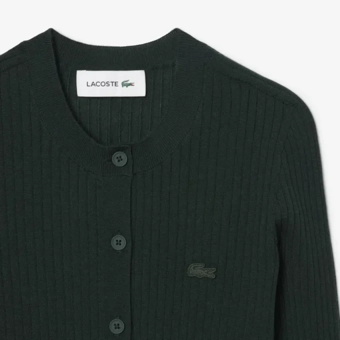 Damen-Strickjacke aus Merinowolle mit Rippstrick Damen-Strickjacke aus Merinowolle mit Rippstrick
