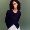 Damen-Strickjacke aus Merinowolle mit Rippstrick