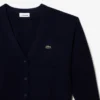 Damen-Strickjacke aus Wolle mit V-Ausschnitt und lockerer Passform Damen-Strickjacke aus Wolle mit V-Ausschnitt und lockerer Passform