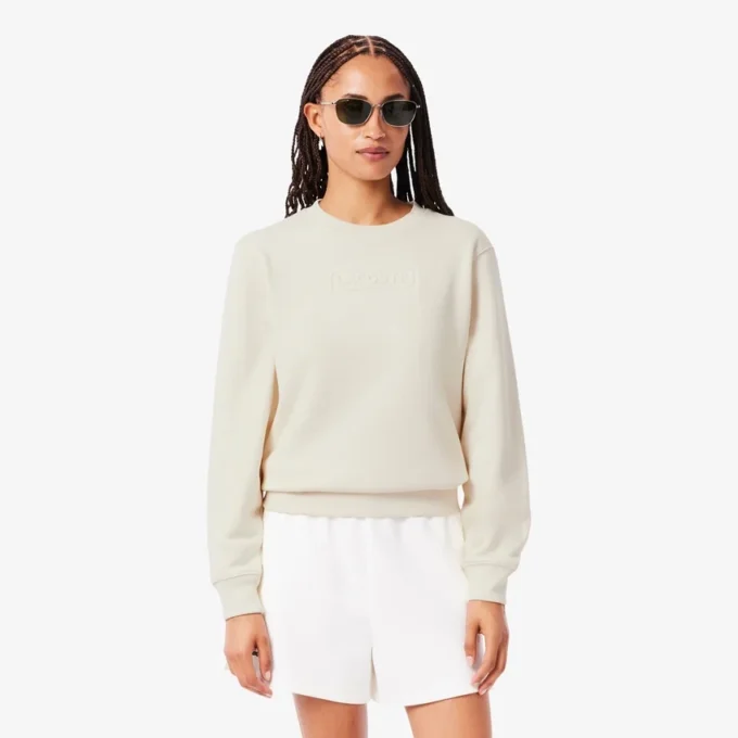 Damen-Sweatshirt aus Baumwolle mit geprägtem Logo Damen-Sweatshirt aus Baumwolle mit geprägtem Logo