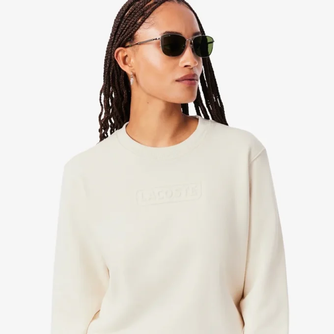 Damen-Sweatshirt aus Baumwolle mit geprägtem Logo Damen-Sweatshirt aus Baumwolle mit geprägtem Logo
