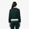 Damen-Sweatshirt mit Reißverschluss und Streifenakzenten Damen-Sweatshirt mit Reißverschluss und Streifenakzenten