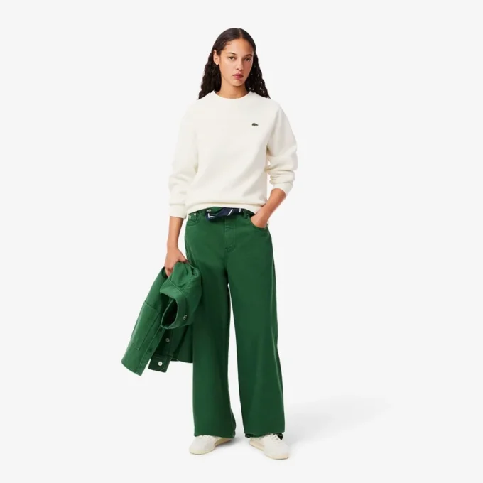 Damen-Sweatshirt mit Rundhalsausschnitt aus Piqué