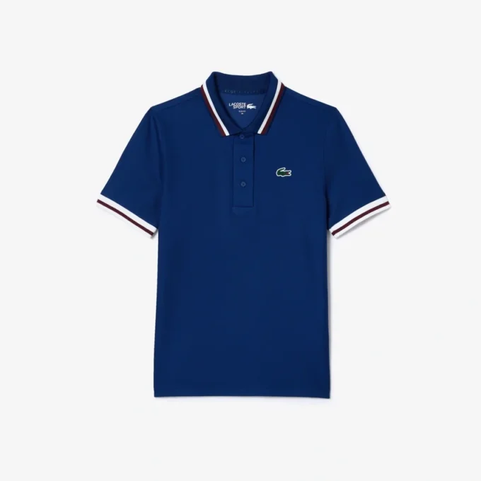 Damen-Tennis-Poloshirt mit UV-Schutz und gestreiftem Kragen Damen-Tennis-Poloshirt mit UV-Schutz und gestreiftem Kragen