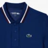 Damen-Tennis-Poloshirt mit UV-Schutz und gestreiftem Kragen Damen-Tennis-Poloshirt mit UV-Schutz und gestreiftem Kragen