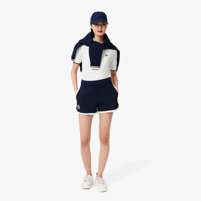 Damen-Tennis-Shorts aus Stretch-Piqué im Heritage-Stil Damen-Tennis-Shorts aus Stretch-Piqué im Heritage-Stil