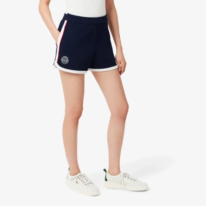 Damen-Tennis-Shorts aus Stretch-Piqué im Heritage-Stil Damen-Tennis-Shorts aus Stretch-Piqué im Heritage-Stil