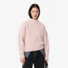 Damen-Wollpullover mit Patchwork-Effekt und hohem Kragen Damen-Wollpullover mit Patchwork-Effekt und hohem Kragen