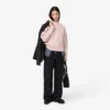 Damen-Wollpullover mit Patchwork-Effekt und hohem Kragen Damen-Wollpullover mit Patchwork-Effekt und hohem Kragen