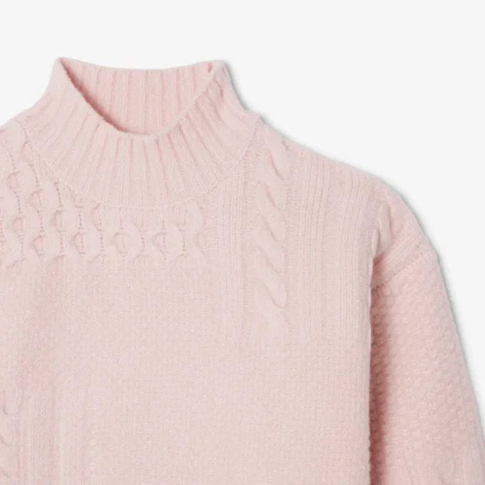 Damen-Wollpullover mit Patchwork-Effekt und hohem Kragen Damen-Wollpullover mit Patchwork-Effekt und hohem Kragen