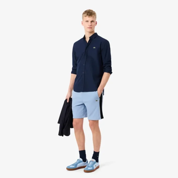 Fleece-Shorts mit Colorblock-Design in Regular-Fit Fleece-Shorts mit Colorblock-Design in Regular-Fit