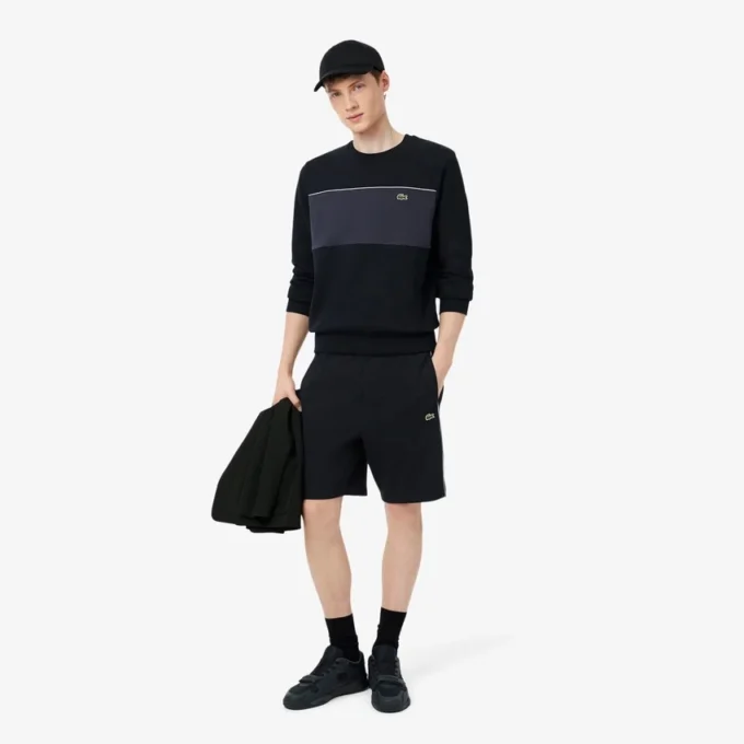 Fleece-Shorts mit Colorblock-Design in Regular-Fit Fleece-Shorts mit Colorblock-Design in Regular-Fit