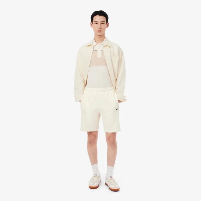 Fleece-Shorts mit Colorblock-Design in Regular-Fit Fleece-Shorts mit Colorblock-Design in Regular-Fit