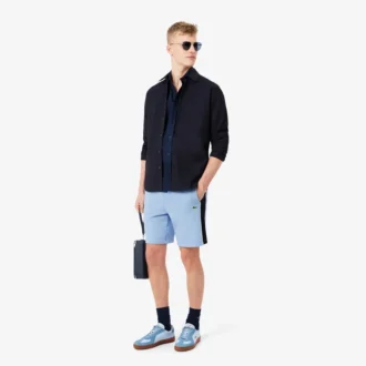 Fleece-Shorts mit Colorblock-Design in Regular-Fit