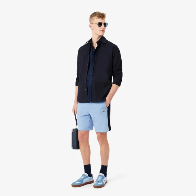 Fleece-Shorts mit Colorblock-Design in Regular-Fit Fleece-Shorts mit Colorblock-Design in Regular-Fit
