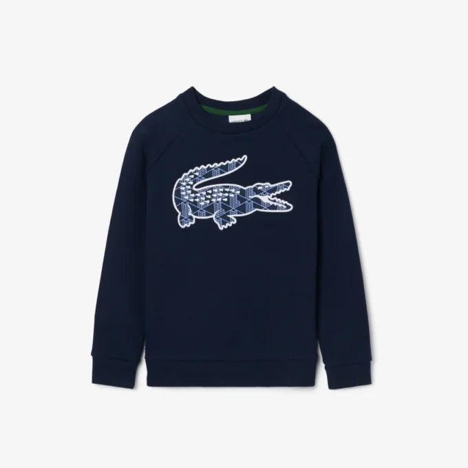 Fleece-Sweatshirt für Jungen mit Monogramm-Print Fleece-Sweatshirt für Jungen mit Monogramm-Print