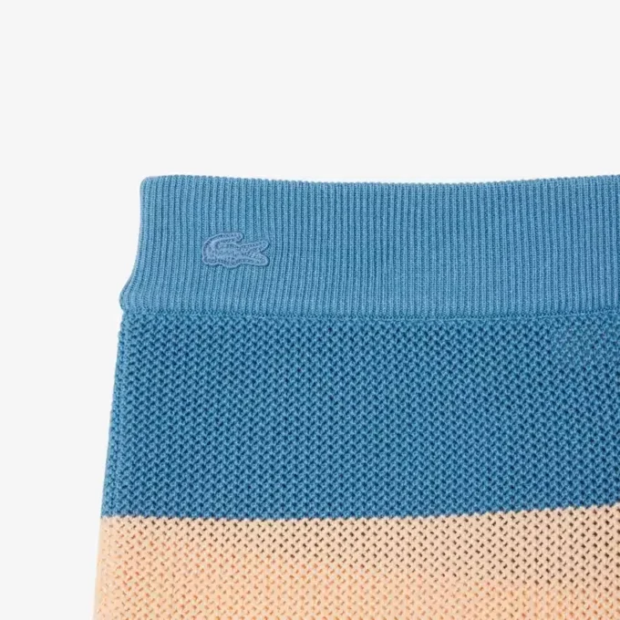 Gestreifte Mesh-Strick-Shorts Gestreifte Mesh-Strick-Shorts