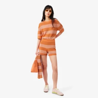 Gestreifte Mesh-Strick-Shorts