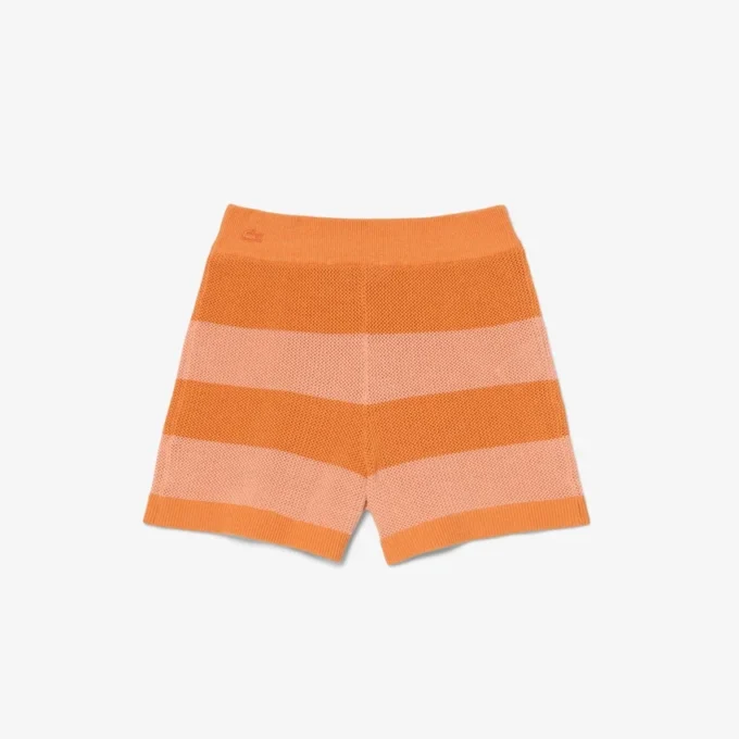 Gestreifte Mesh-Strick-Shorts Gestreifte Mesh-Strick-Shorts