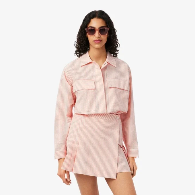 Gestreifte Seersucker-Jacke Gestreifte Seersucker-Jacke