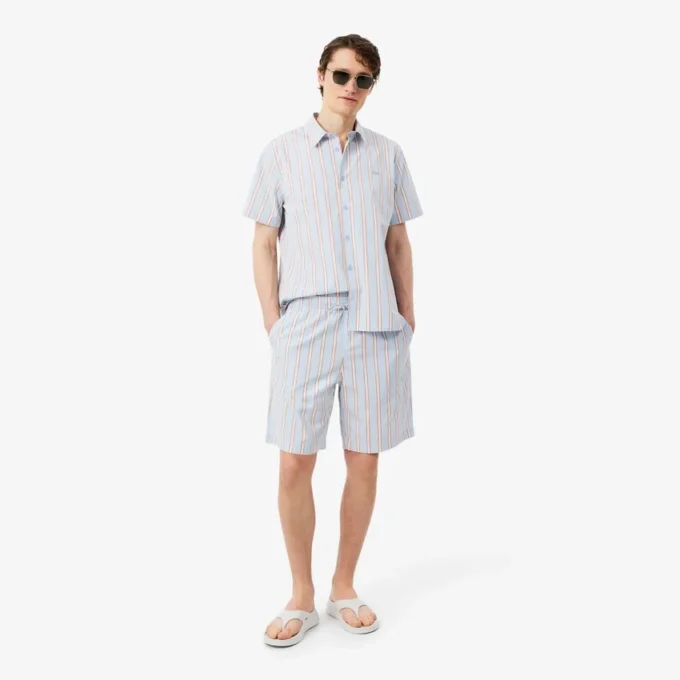 Gestreifte Shorts aus Baumwollpopeline Gestreifte Shorts aus Baumwollpopeline