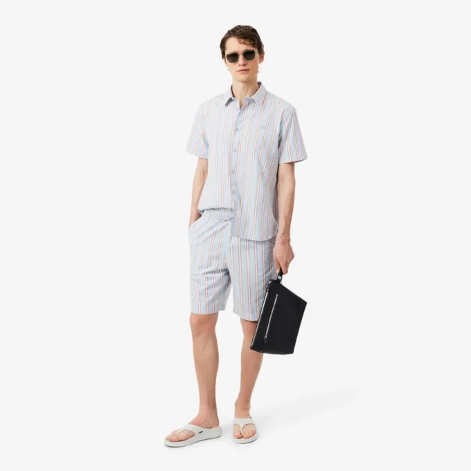 Gestreifte Shorts aus Baumwollpopeline Gestreifte Shorts aus Baumwollpopeline