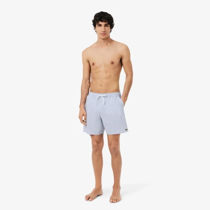 Gestreifte, strukturierte Retroshorts in mittlerer Länge für Herren Gestreifte, strukturierte Retroshorts in mittlerer Länge für Herren