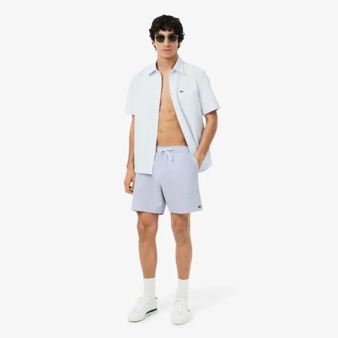 Gestreifte, strukturierte Retroshorts in mittlerer Länge für Herren Gestreifte, strukturierte Retroshorts in mittlerer Länge für Herren