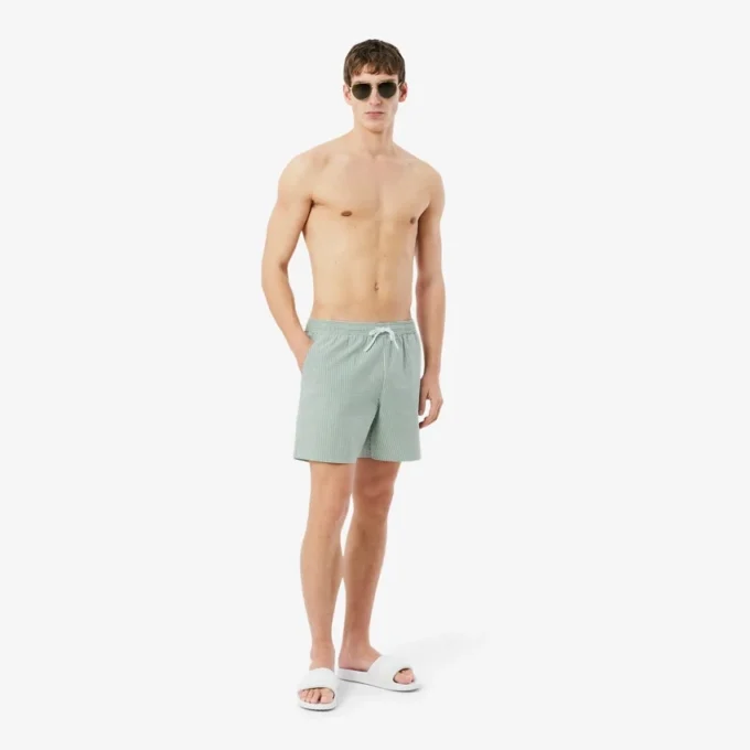 Gestreifte, strukturierte Retroshorts in mittlerer Länge für Herren Gestreifte, strukturierte Retroshorts in mittlerer Länge für Herren