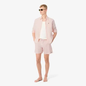 Gestreifte, strukturierte Retroshorts in mittlerer Länge für Herren